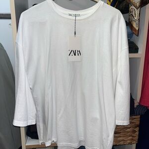 Zara Women’s Oversized Classic White Long Sleeve Tee